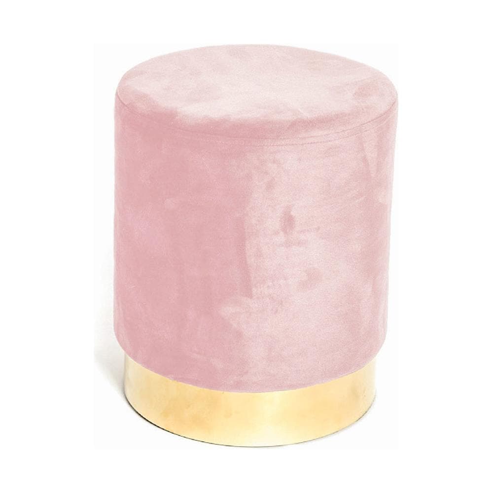 Pouf Salotto Camera Rotondo Imbottito Modello Cilindro Velvet In Tinta Unita Pouf Rosa Antico - Foto 1