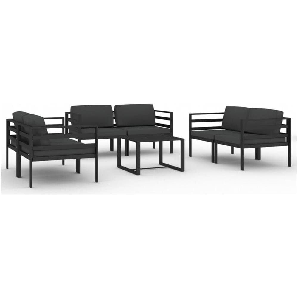 Set Divani Da Giardino 7 Pz Con Cuscini In Alluminio Antracite - Foto 2