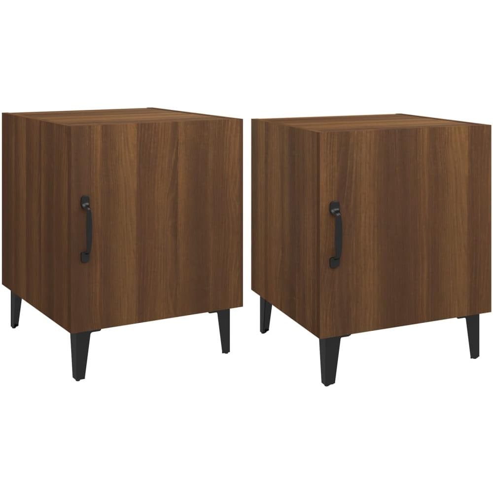 Comodini 2 Pz Rovere Marrone In Legno Multistrato - Foto 1
