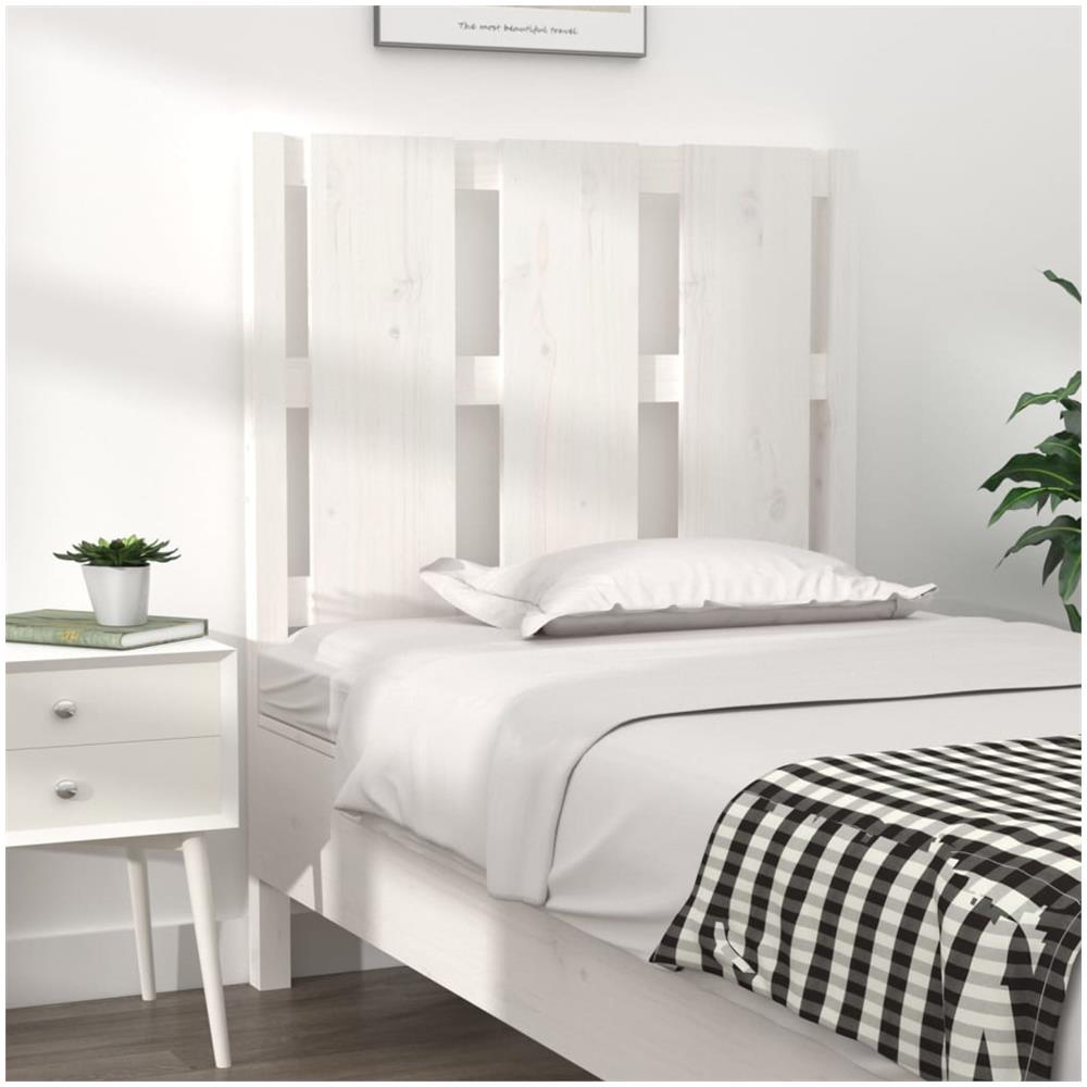 Testiera Per Letto In Legno Massello Di Pino - Bianco, Misure 165.5x4x100 Cm | Design Rustico, Supporto Per Schiena, Facile Da Montare