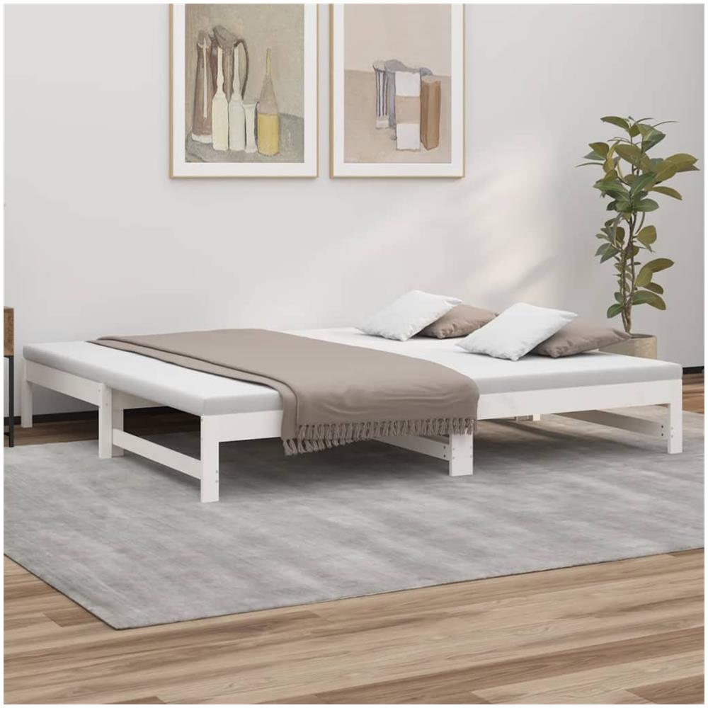 Dormeuse Estraibile Bianca 2x (100x200) cm Legno Massello Di Pino - Foto 1