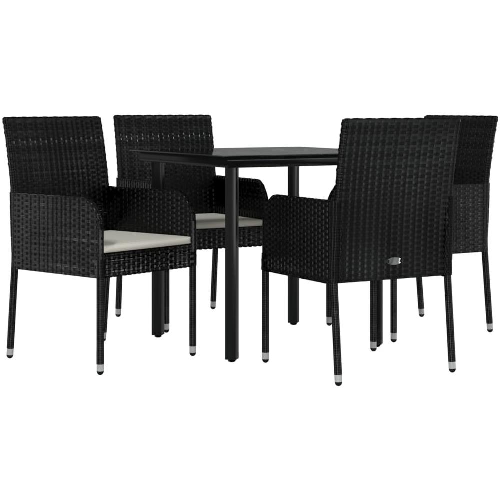 Set Da Pranzo Da Giardino 5 Pz Nero Con Cuscini In Polyrattan - Foto 3