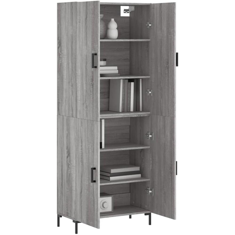 Credenza Grigio Sonoma 69,5x34x180 Cm In Legno Multistrato - Foto 3