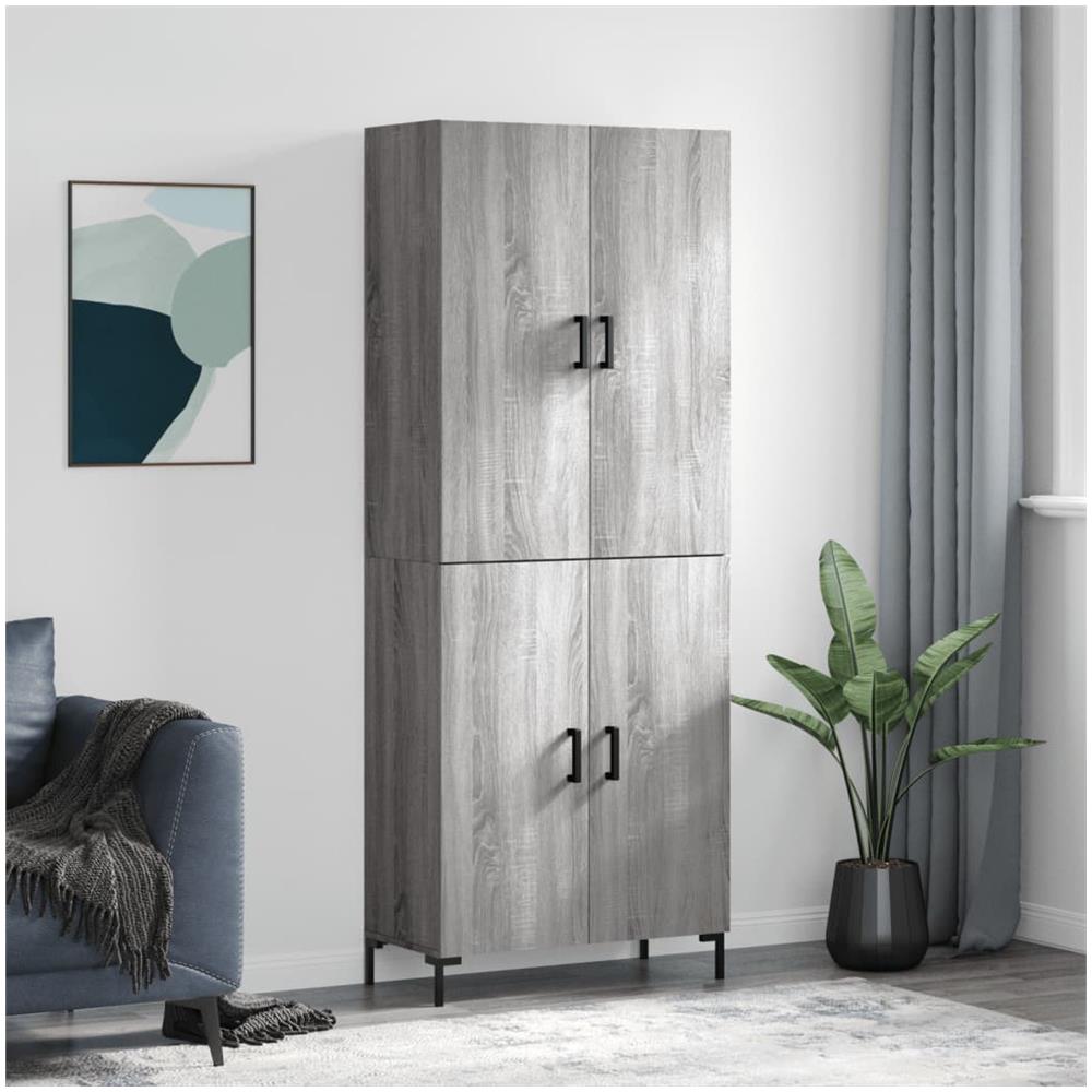 Credenza Grigio Sonoma 69,5x34x180 Cm In Legno Multistrato - Foto 1