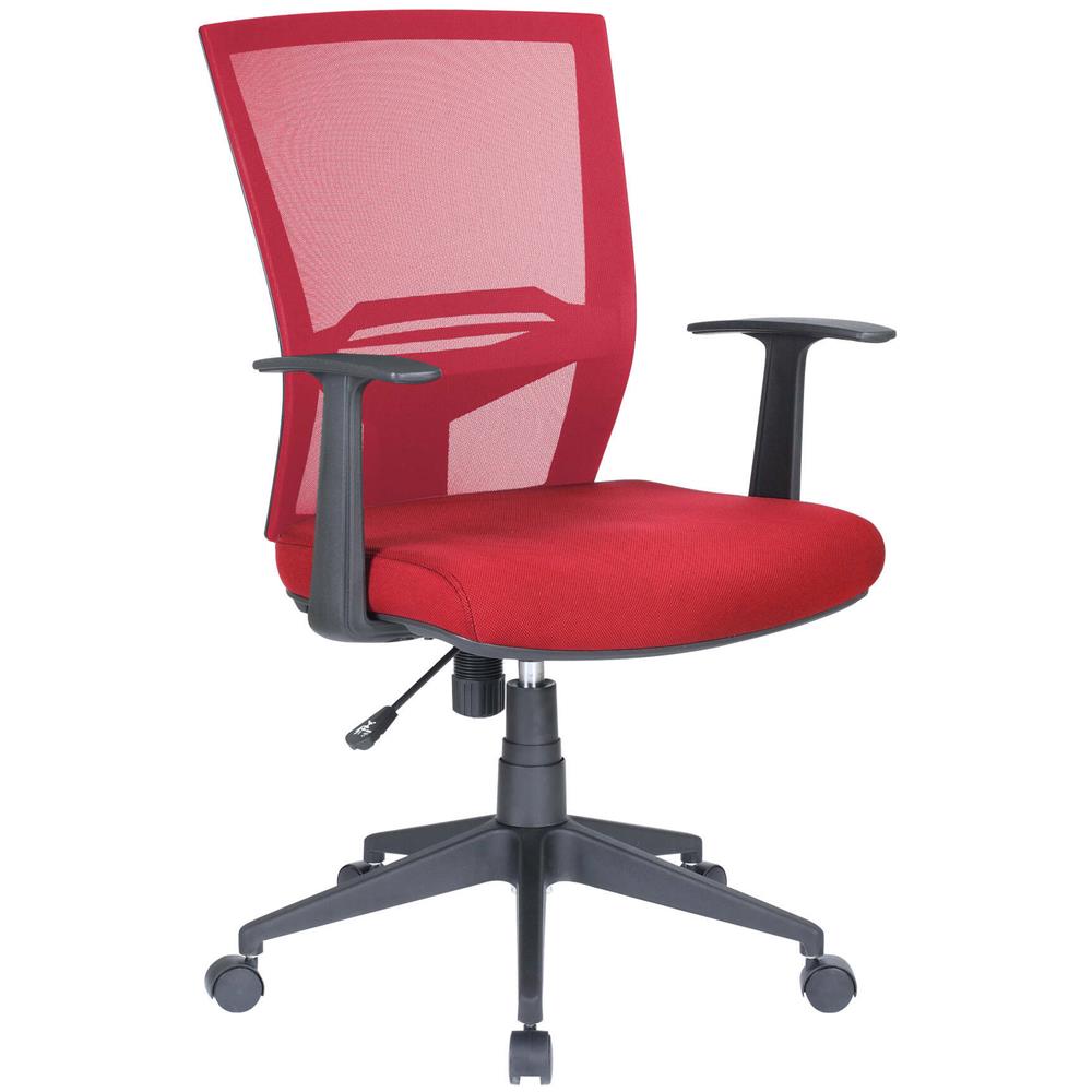 Sedia Da Ufficio Palmerston, Poltrona Direzionale A Rete Con Braccioli, Seduta Ergonomica Da Ufficio, 59x64h96/106 Cm, Rosso - Foto 1