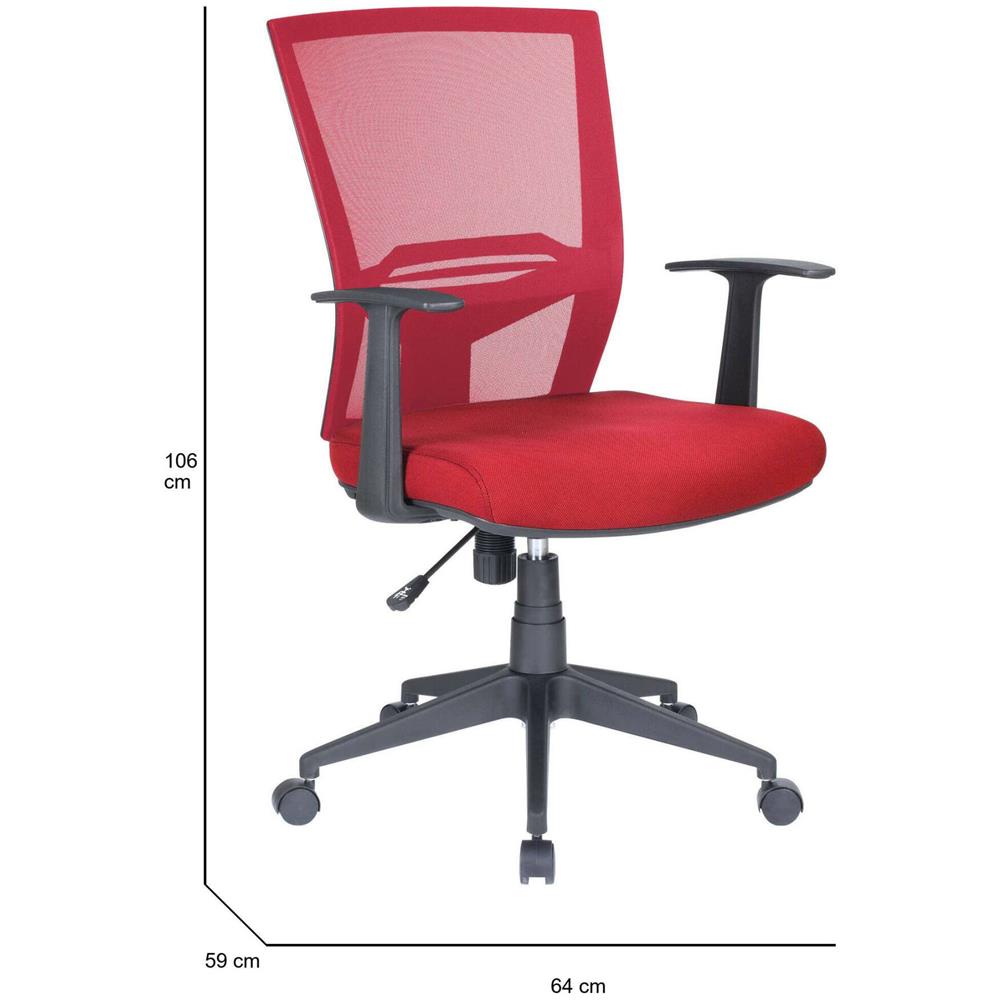Sedia Da Ufficio Palmerston, Poltrona Direzionale A Rete Con Braccioli, Seduta Ergonomica Da Ufficio, 59x64h96/106 Cm, Rosso - Foto 2