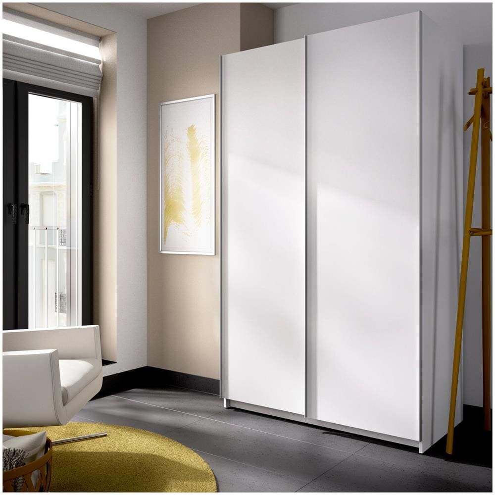 Guardaroba Annapurna, Mobile Appendiabiti Per Camera Da Letto, Armadio A 2 Ante Scorrevoli, 120x65h204 Cm, Bianco - Foto 1