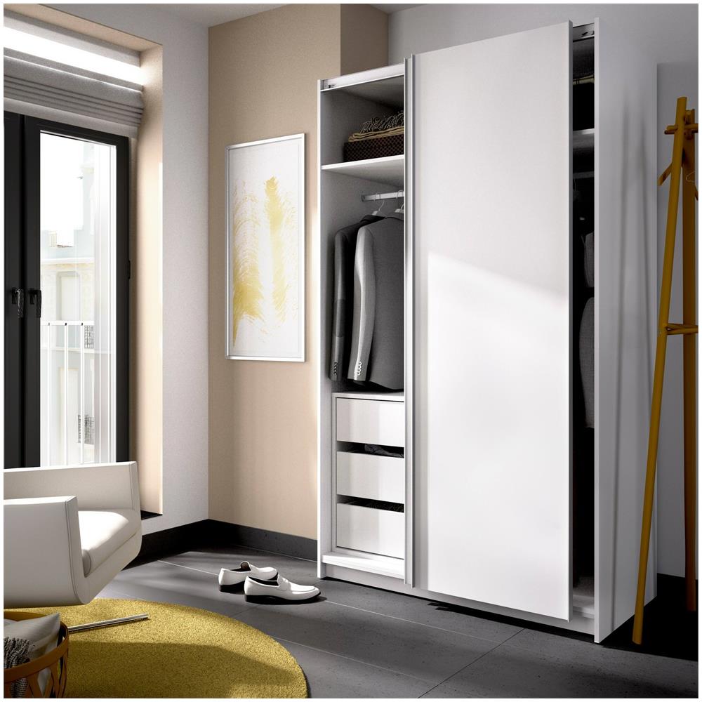 Guardaroba Annapurna, Mobile Appendiabiti Per Camera Da Letto, Armadio A 2 Ante Scorrevoli, 120x65h204 Cm, Bianco - Foto 4
