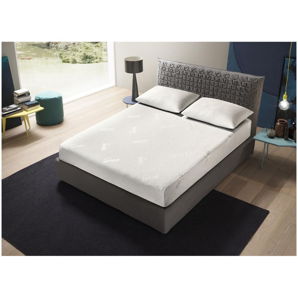 Coprimaterasso Imbottito Elasticizzato Anallergico Federe Cuscino Letto Made Italy Piazza E Mezza Silver - Foto 1