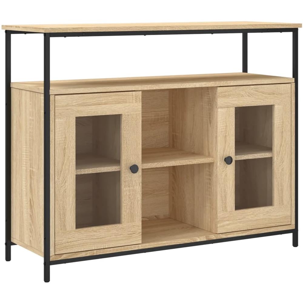 Credenza Rovere Sonoma 100x35x80 Cm In Legno Multistrato - Foto 2