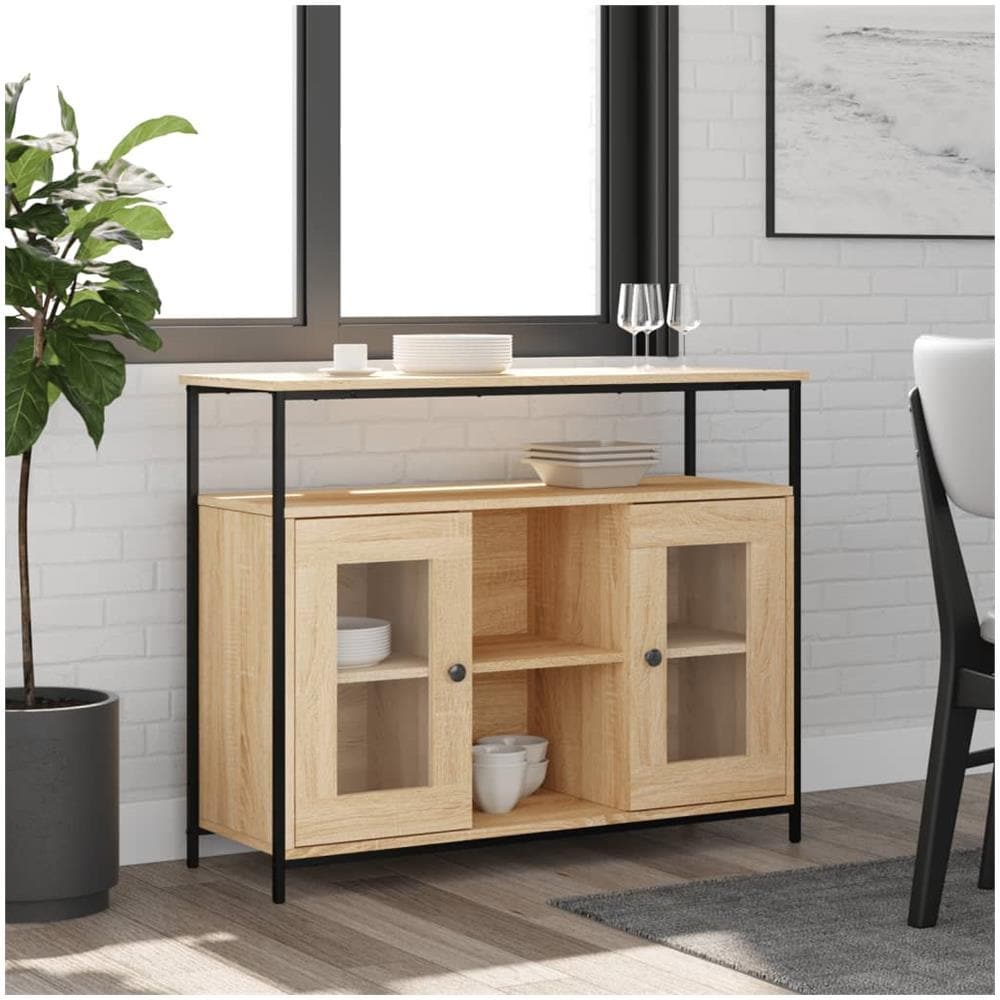 Credenza Rovere Sonoma 100x35x80 Cm In Legno Multistrato - Foto 1