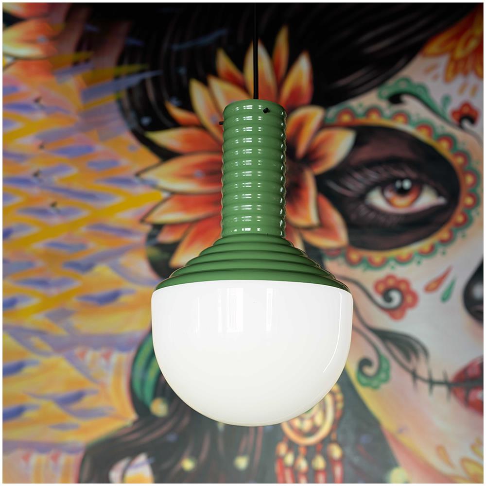 Sospensione Vintage Grande Decò Selaron Ceramica Verde Salvia 1 Luce E27 - Foto 2