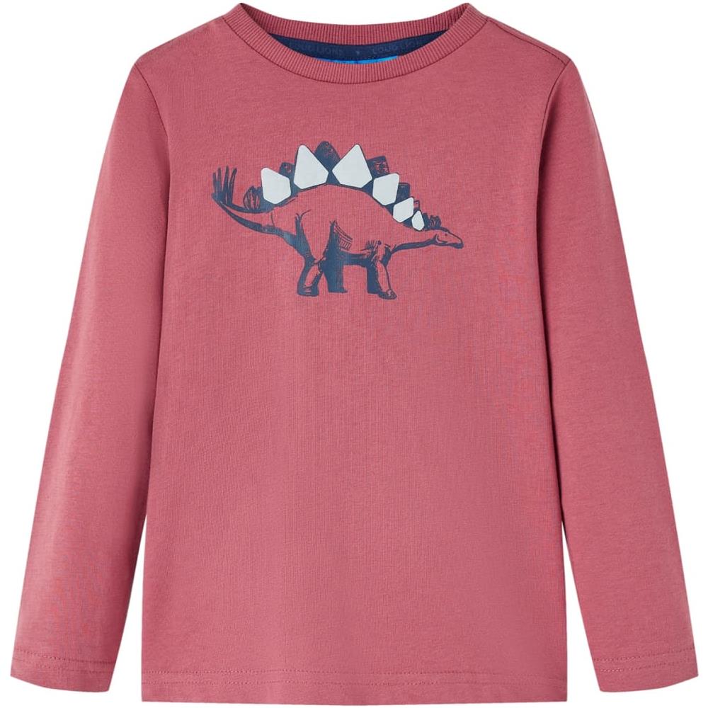Maglietta Da Bambino A Maniche Lunghe Stampa Dinosauro Rosso Scuro 104 - Foto 1