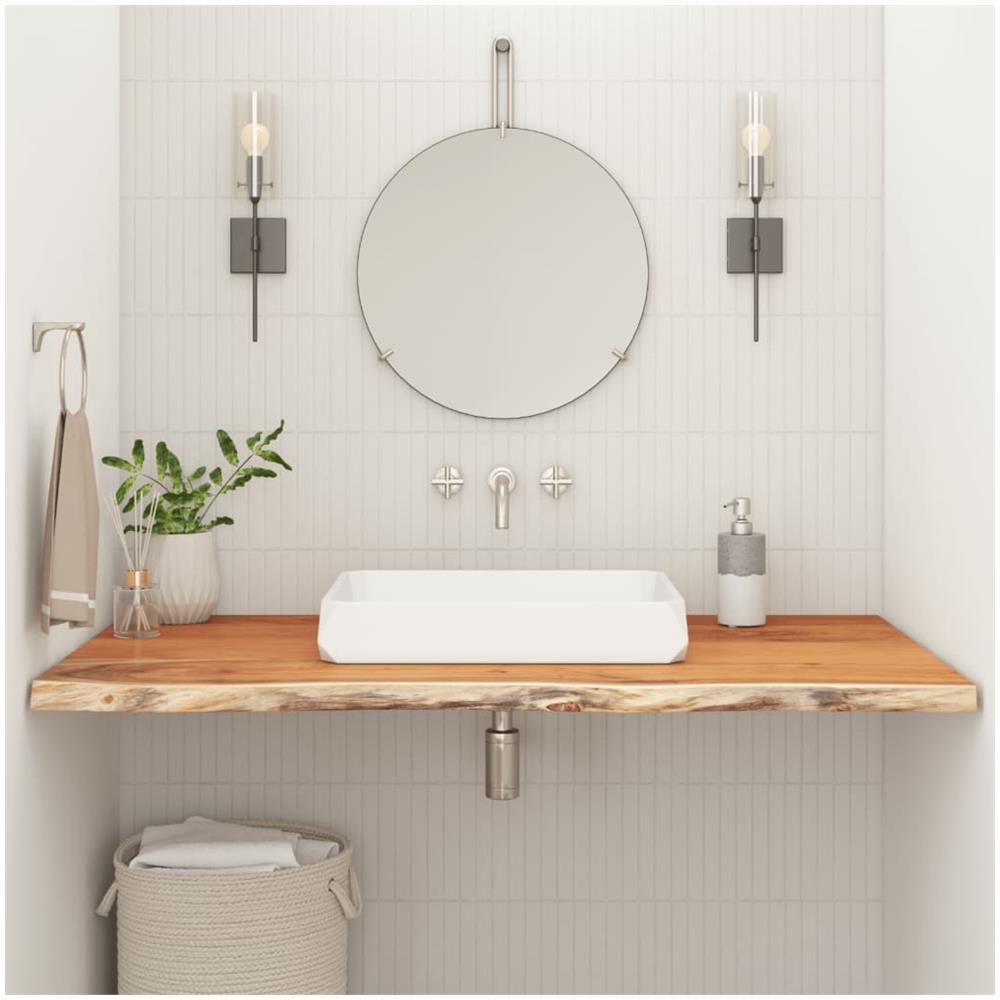 Piano Bagno 100x60x2,5 Cm Rettangolare Legno Massello Di Acacia - Foto 1