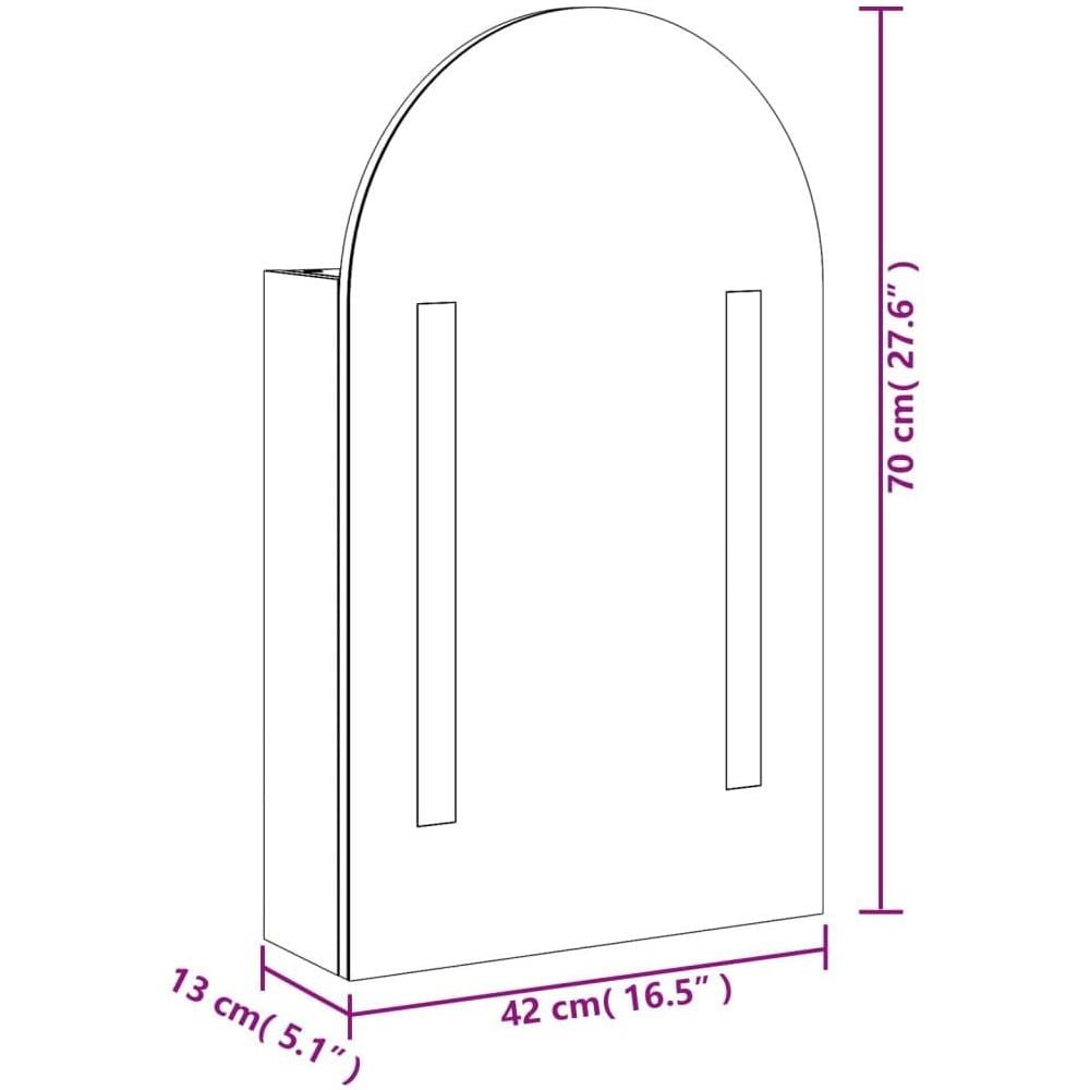 Armadietto Bagno con Specchio e LED ad Arco Rovere 42x13x70 cm - Foto 10