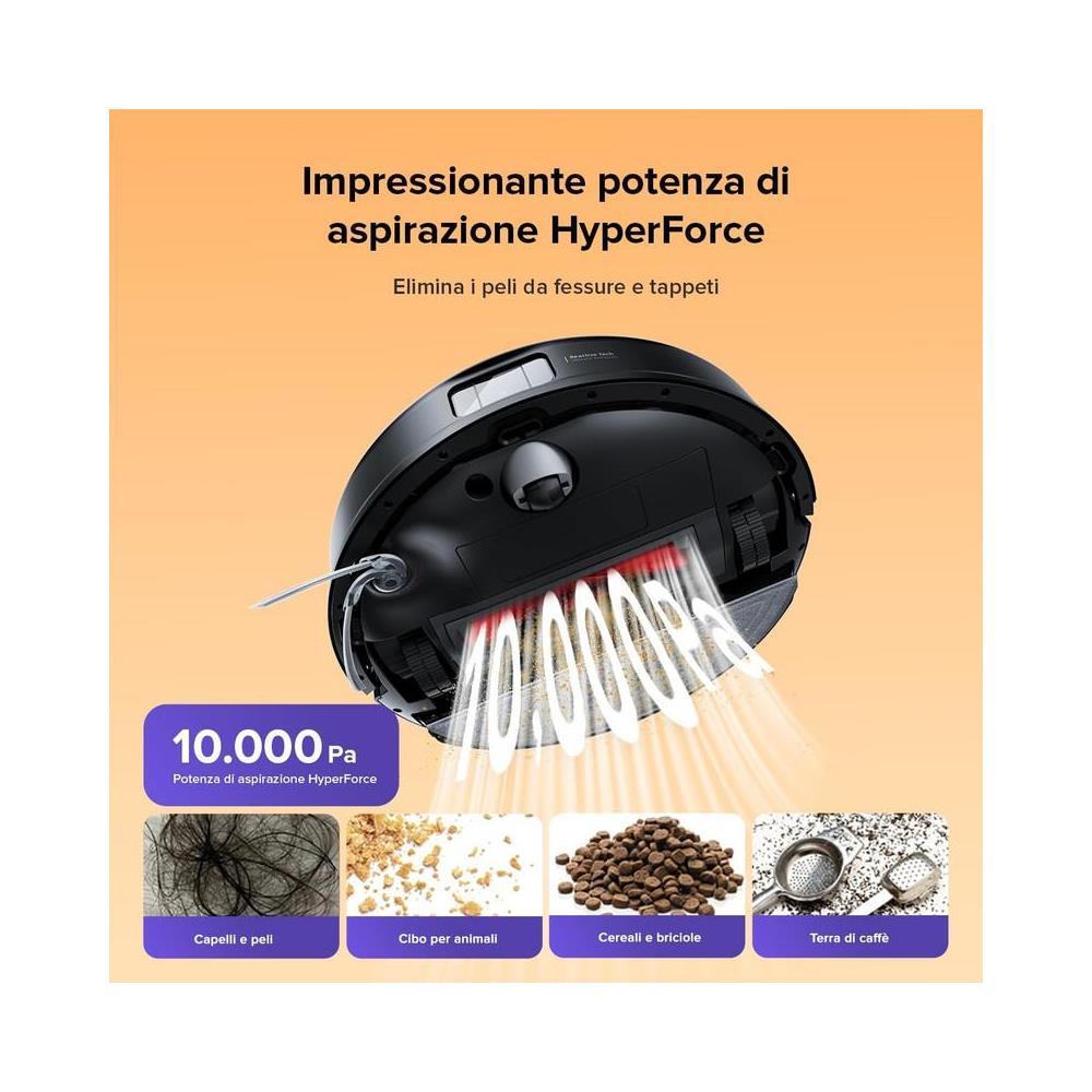 Q10 S5 Set Aspirapolvere Robot, 10.000Pa, Panno Sollevabile, Pulizia VibraRise 2.0 (3000 volte /min), Anti-groviglio, Evitamento degli Ostacoli, Strategie Tappeti, Controllo APP, Navigazione PreciSense LiDAR, Nero - Foto 1