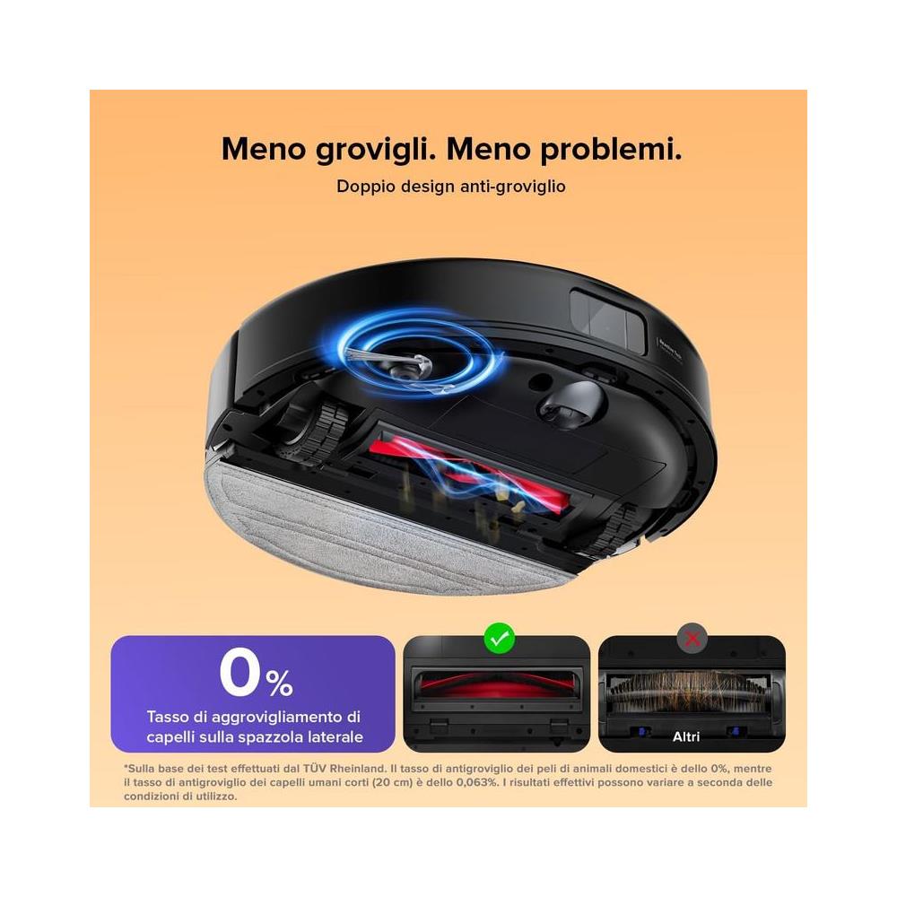 Q10 S5 Set Aspirapolvere Robot, 10.000Pa, Panno Sollevabile, Pulizia VibraRise 2.0 (3000 volte /min), Anti-groviglio, Evitamento degli Ostacoli, Strategie Tappeti, Controllo APP, Navigazione PreciSense LiDAR, Nero - Foto 2