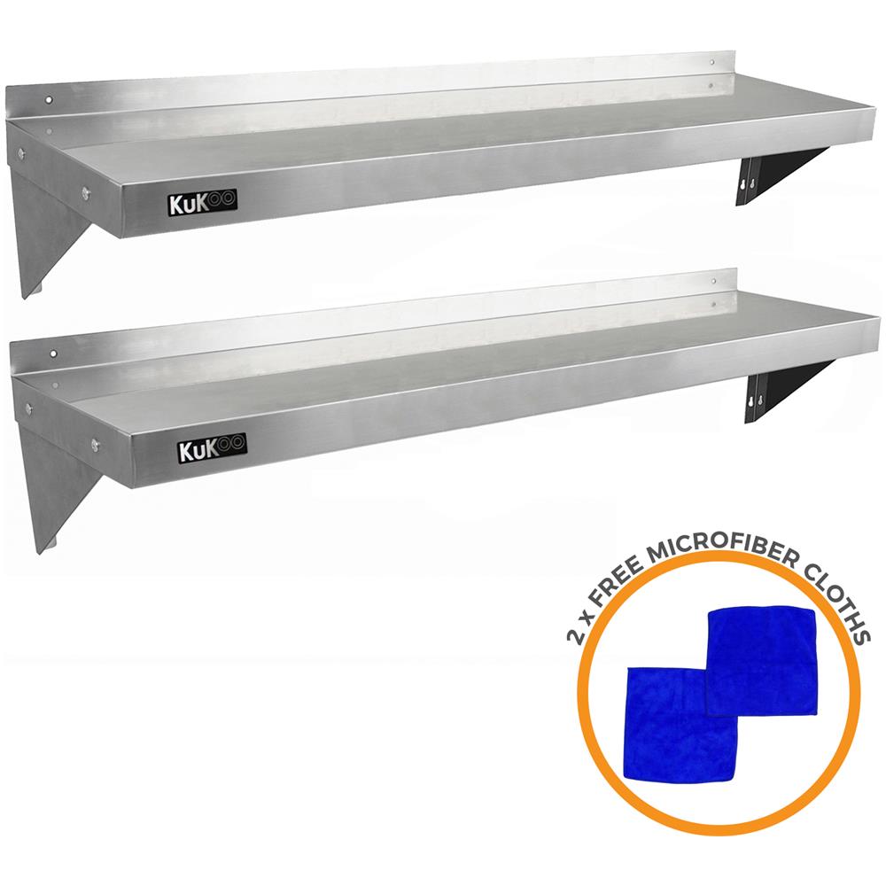 2 Mensole a Muro in Acciaio Inossidabile Inox per Cucina Commerciale Mensole a Parete per Ristoranti Catering Resistente alla Corrosione da 1400mm x 300mm - Foto 1