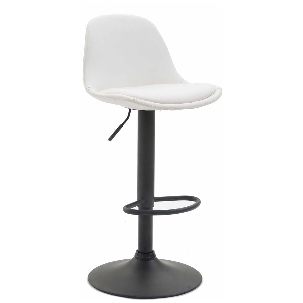 Sgabello Design Kiel in Similpelle - Sgabello da Cucina Girevole e con Altezza Regolabile I Sgabello da Bar Imbottito e con Poggiapiedi Bianco Nero - Foto 1