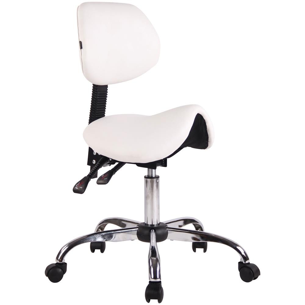 Sgabello Sella da Lavoro Stuttgart in Similpelle I Sedia Studio Ergonomica con Schienale Inclinabile I Sedia Ambulatorio con 5 Ruote Bianco - Foto 1