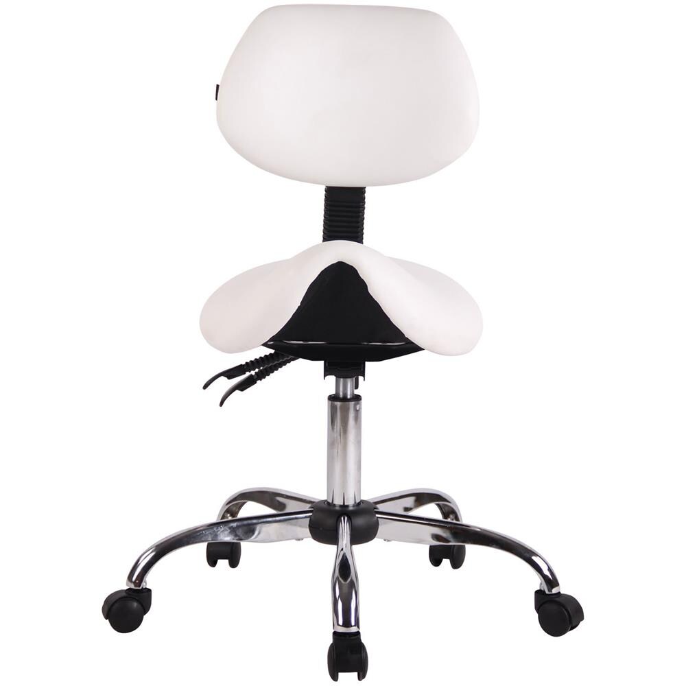 Sgabello Sella da Lavoro Stuttgart in Similpelle I Sedia Studio Ergonomica con Schienale Inclinabile I Sedia Ambulatorio con 5 Ruote Bianco - Foto 2