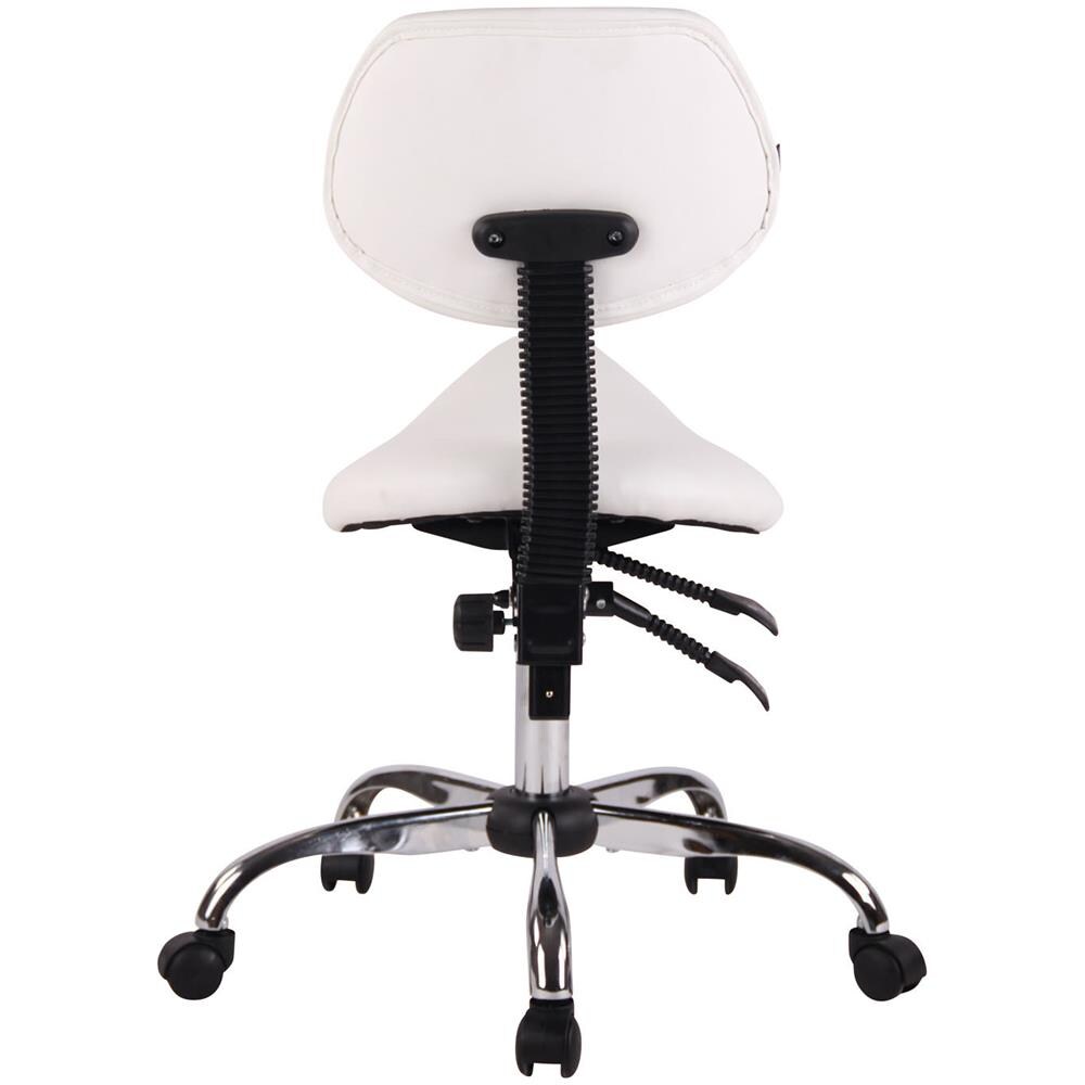 Sgabello Sella da Lavoro Stuttgart in Similpelle I Sedia Studio Ergonomica con Schienale Inclinabile I Sedia Ambulatorio con 5 Ruote Bianco - Foto 5