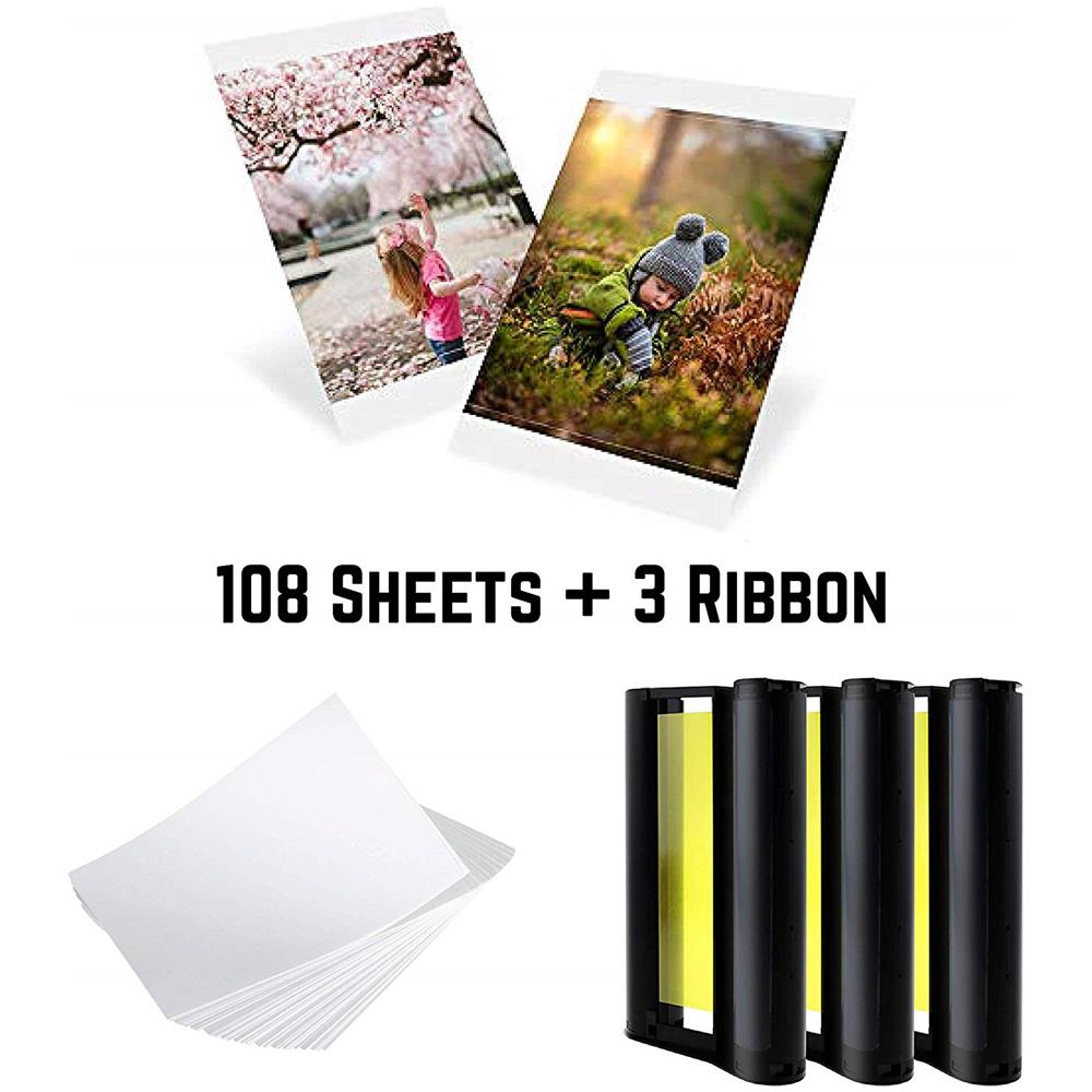 Carta Fotografica Compatibile Alta Qualità Canon Kp-108in 3 Cartucce A Colore, 108 Fogli Di Carta Fotografica - Foto 1