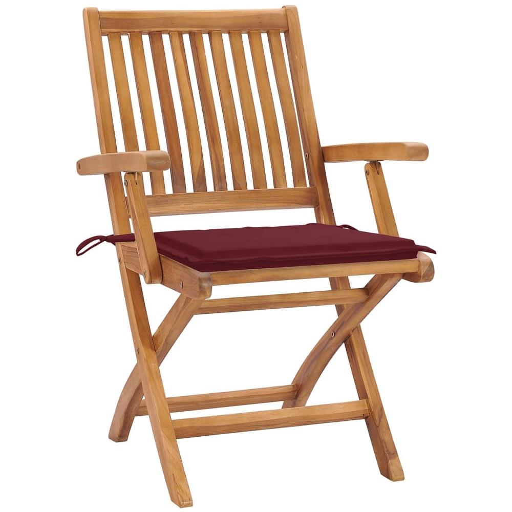Sedie da Giardino Pieghevoli con Cuscini 4 pz Massello di Teak - Foto 3
