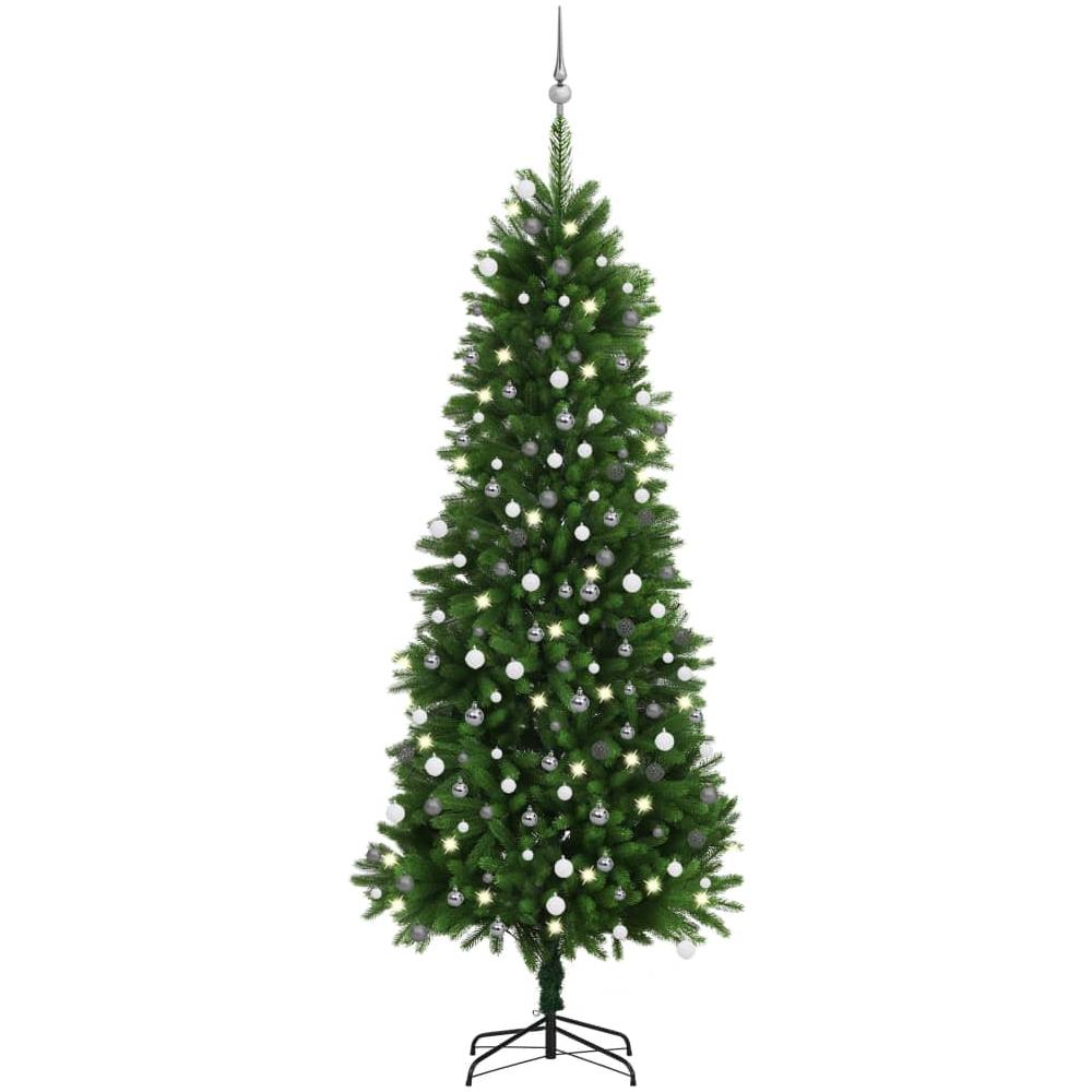 Set Albero Natale Artificiale LED e Palline 240 cm Verde - Foto 1