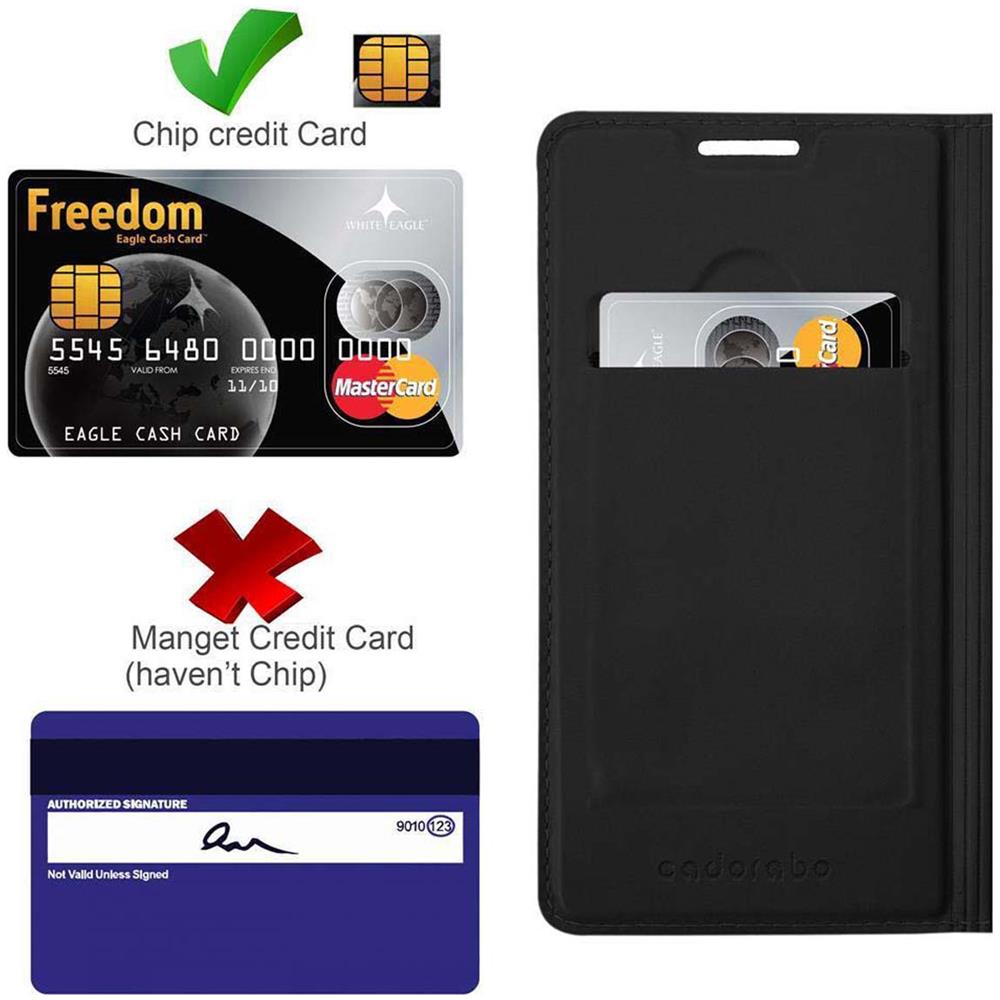 Custodia Compatibile Con Huawei P7 In Classy Nero - Coperchio Protettiva Con Chiusura Magnetica, Funzione Stand E Tasca Per Le Carte - Foto 2