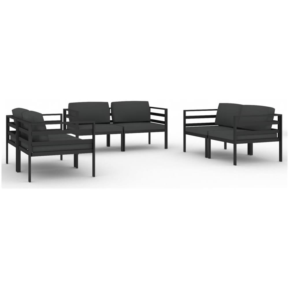 Set Divani Da Giardino 6 Pz Con Cuscini In Alluminio Antracite - Foto 2
