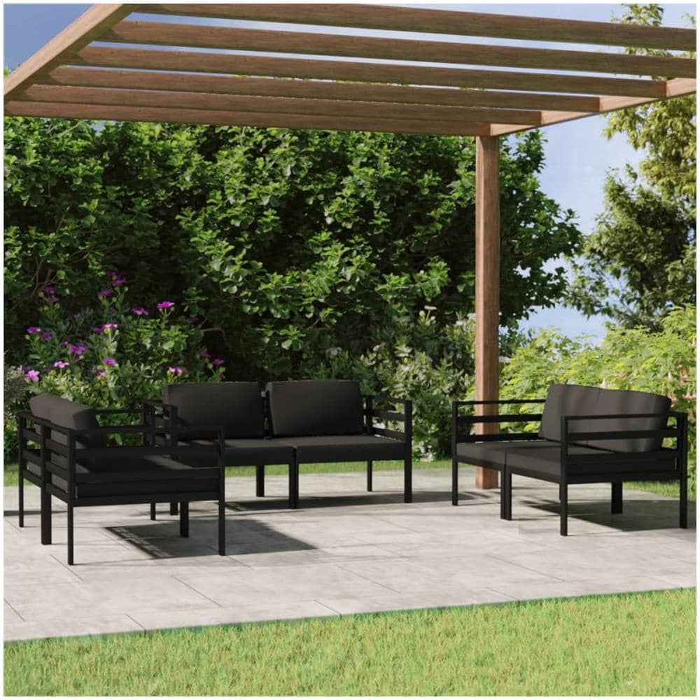 Set Divani Da Giardino 6 Pz Con Cuscini In Alluminio Antracite - Foto 1