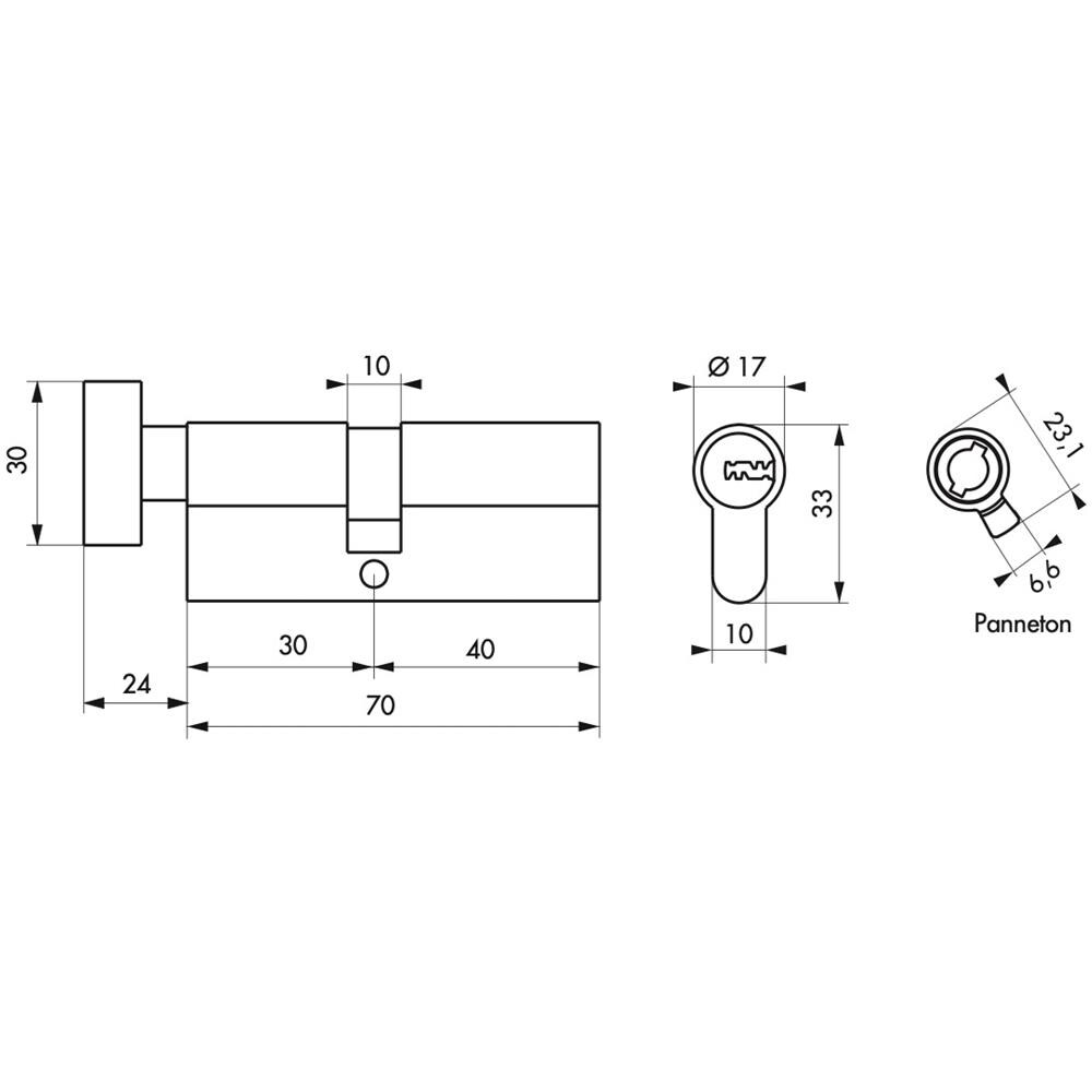 Cilindro Europeo A Pomolo Transit 1 30btx40 Nichelato 4 Chiavi Reversibili - - Foto 4