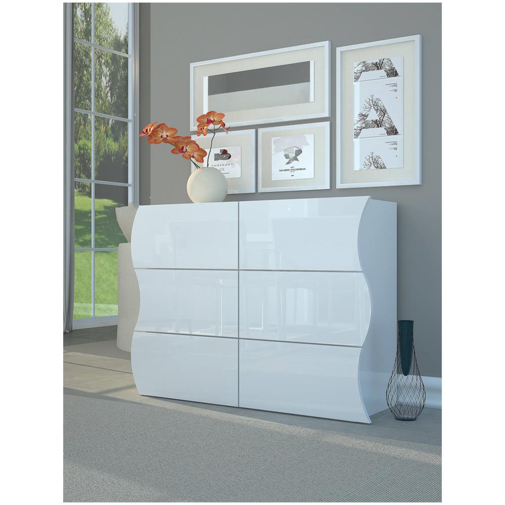 Cassettiera 6 Cassetti Legno Bianco - 110,5x70x40 Cm, Per Camera Da Letto O Soggiorno - Foto 4