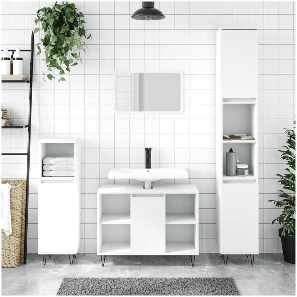 Armadietto Da Bagno Bianco 30x30x100 Cm In Legno Multistrato - Foto 1