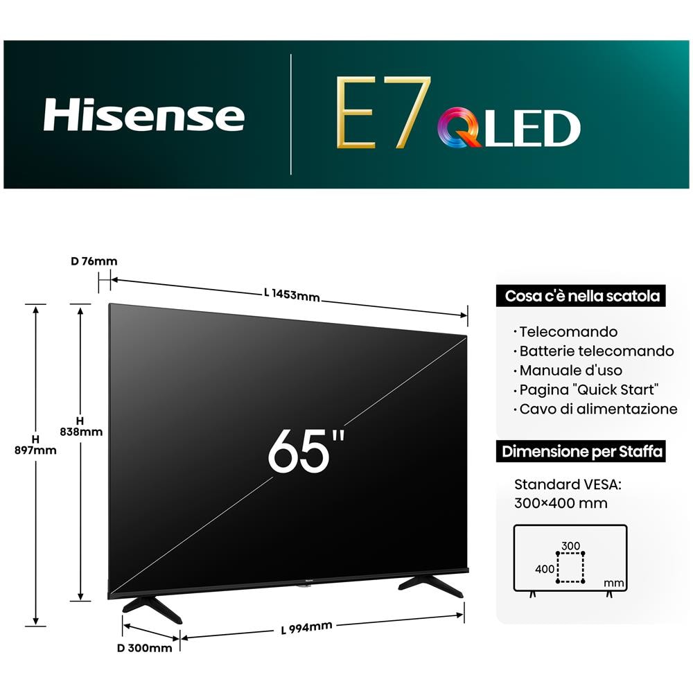 TV LED 4K Ultra HD 65" 65E7NQ Smart TV VIDAA  - Foto 6