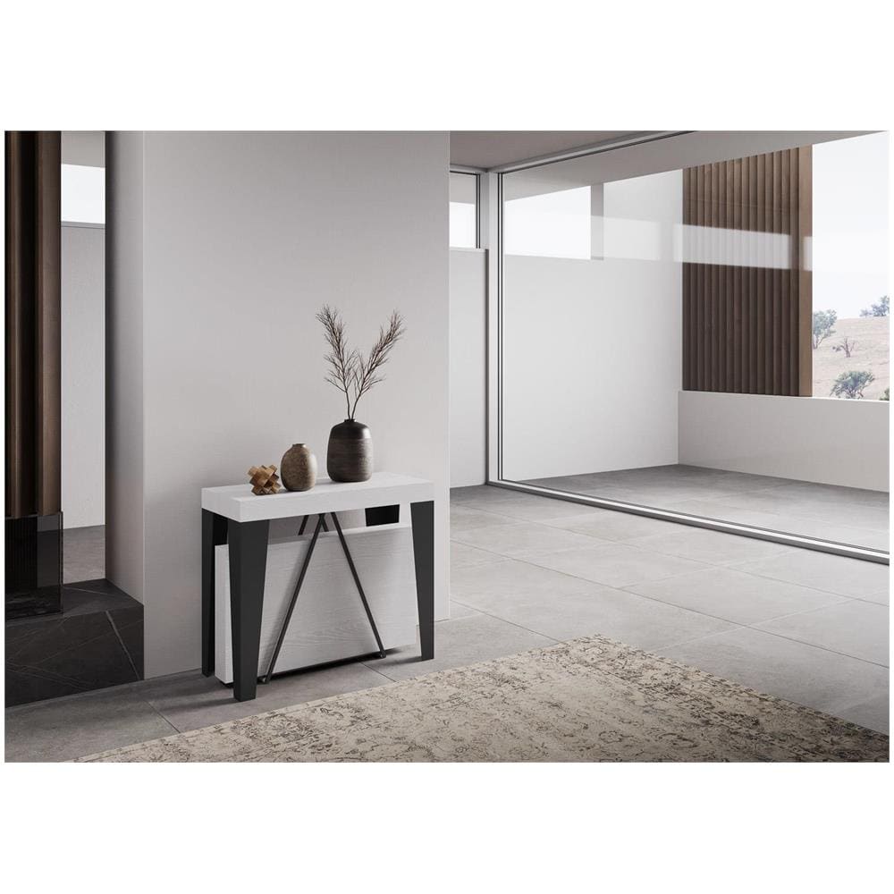 Consolle allungabile 90x40/196 cm Algo Small bianco frassino telaio antracite - Foto 2