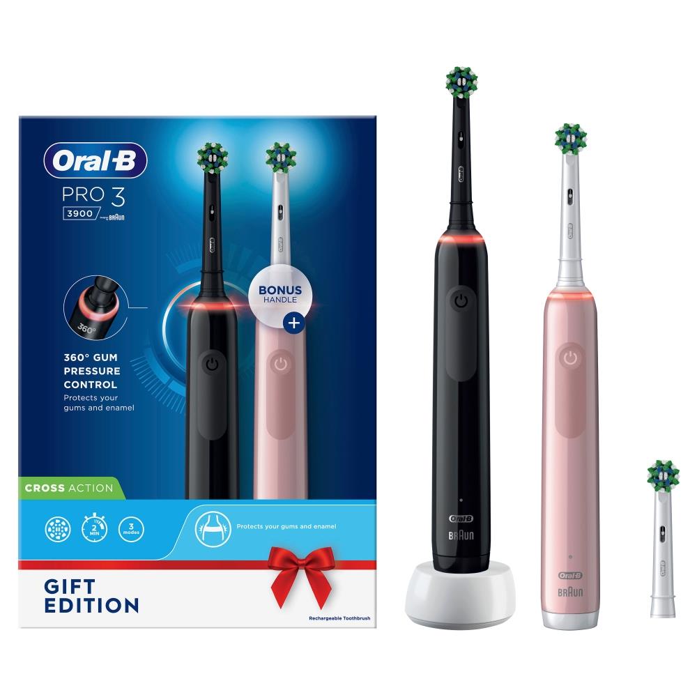 Pro 3 3900N Gift Edition Adulto Spazzolino rotante-oscillante Nero, Rosa - Foto 1