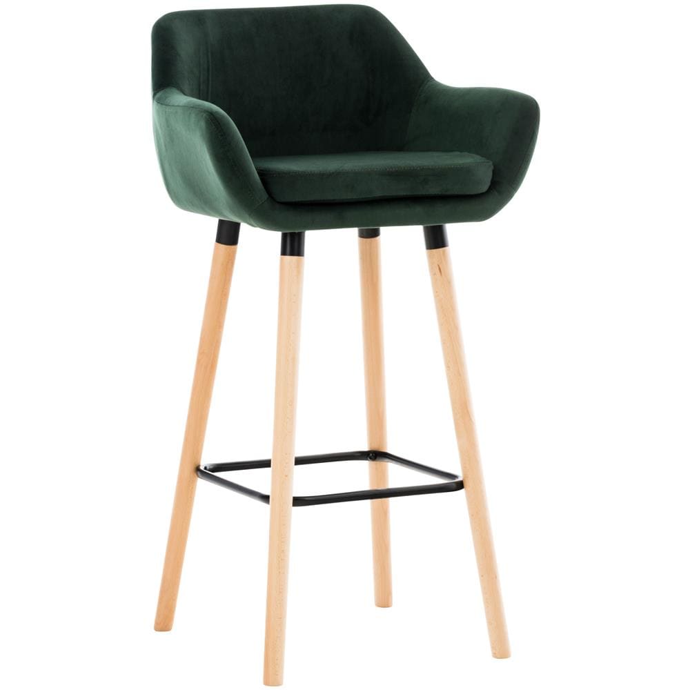 Sgabello Bar Grant In Velluto Sfoderabile I Sedia Alta Cucina In Legno Di Faggio Con Cuscino Removibile I Sgabello Bancone Con Schienale Verde - Foto 1