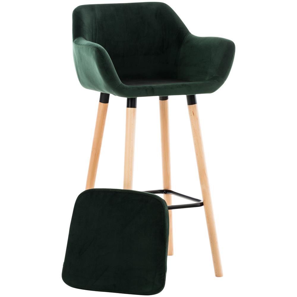 Sgabello Bar Grant In Velluto Sfoderabile I Sedia Alta Cucina In Legno Di Faggio Con Cuscino Removibile I Sgabello Bancone Con Schienale Verde - Foto 2