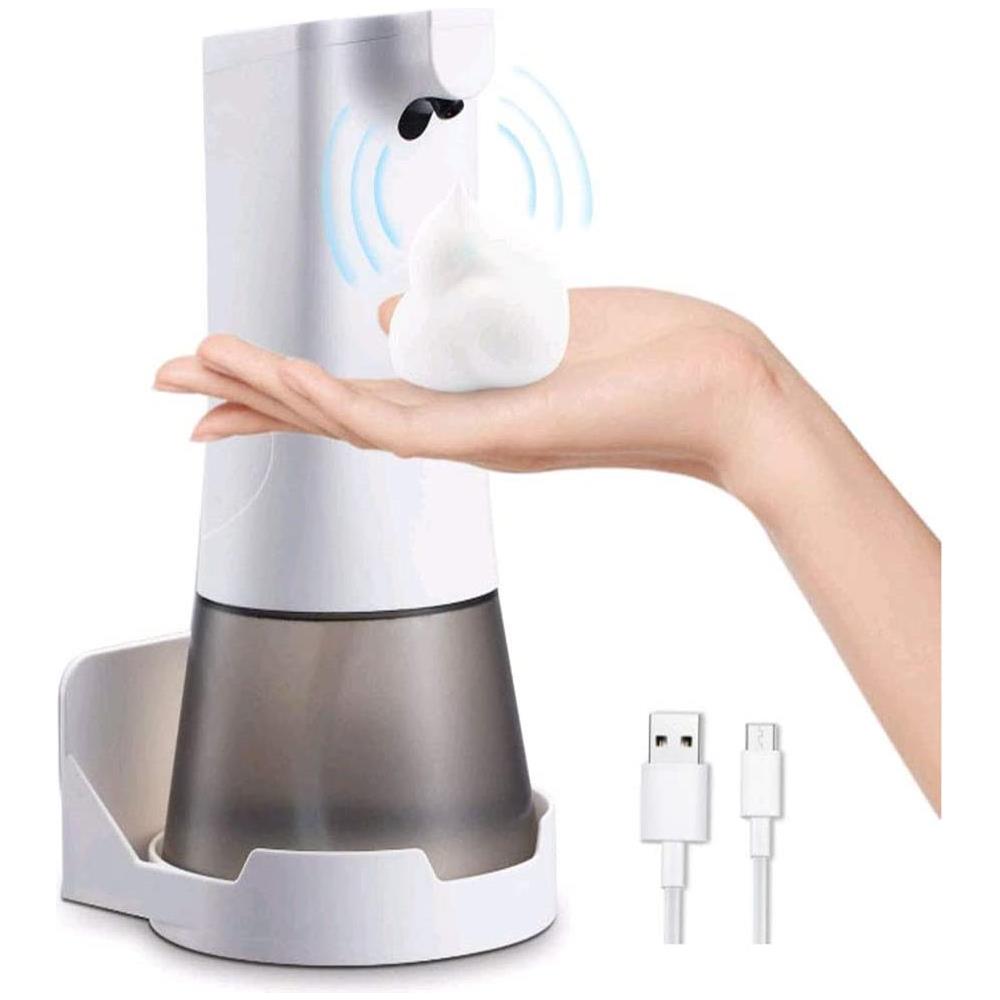 Scuole Uffici NOL Dispenser Sapone Automatico Dosatore Sapone da 350 ml con Sensore a infrarossi e Porta di Ricarica USB 2 modalità di Lavoro per Famiglie Ristoranti 