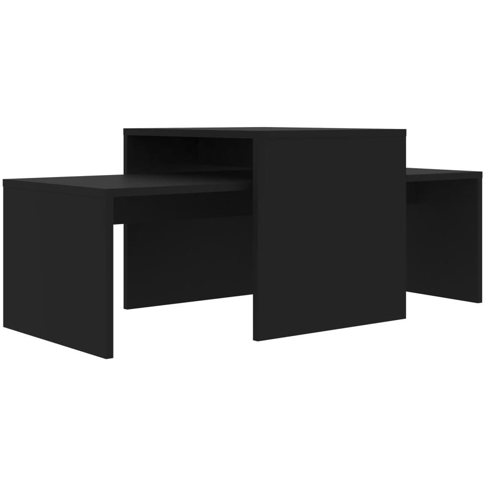 Set Tavolini da Salotto Nero 100x48x40 cm in Legno Multistrato - Foto 2