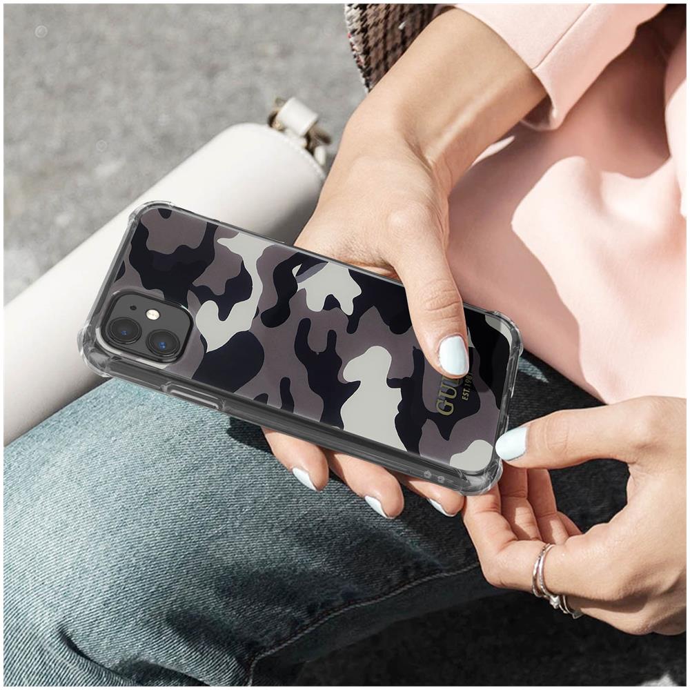 Cover Iphone 11 Con Cordino Design Camouflage Grigio Guess - Foto 2