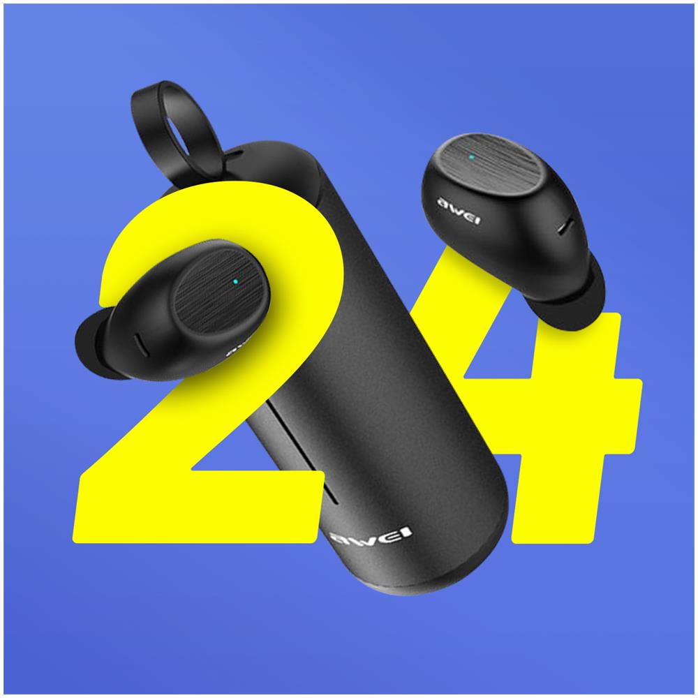 Auricolari Bluetooth T55 Awei Ergonomici Con Custodia Di Design Ipx4 Nero - Foto 2