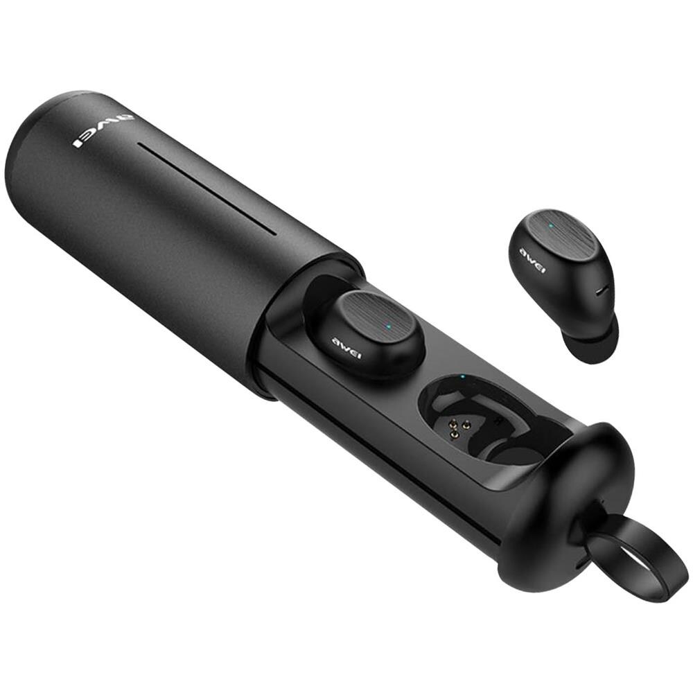 Auricolari Bluetooth T55 Awei Ergonomici Con Custodia Di Design Ipx4 Nero - Foto 1