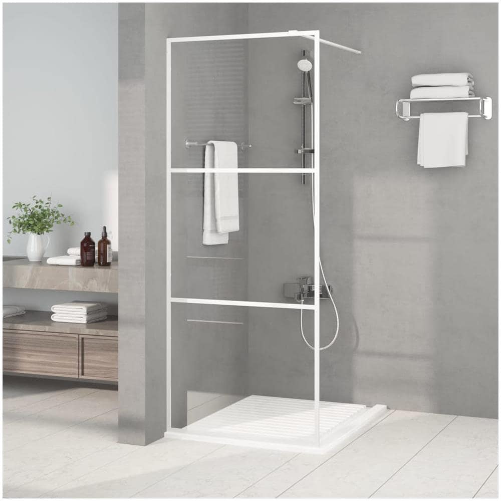 Parete Doccia Walk In Bianca 80x195 Cm Vetro Trasparente Esg - Foto 1
