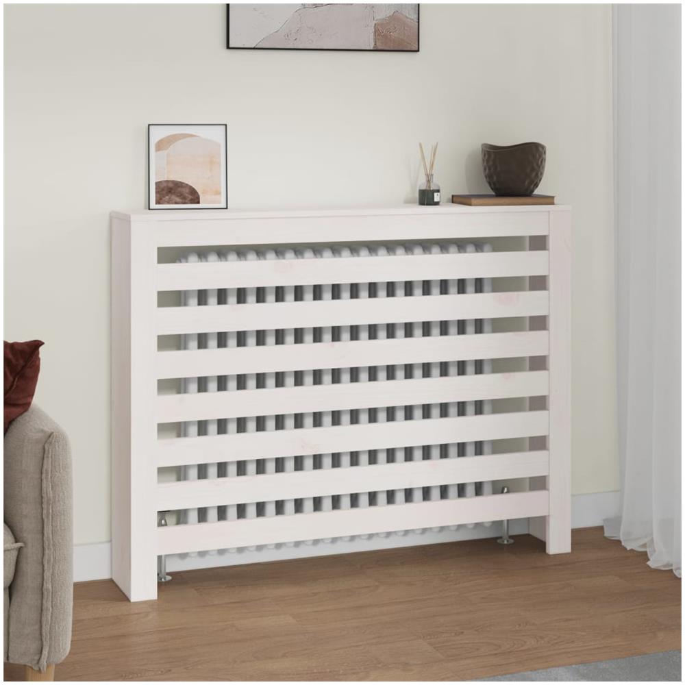 Copertura Termosifone Bianca 108,5x19x84 Cm Legno Massello Pino - Foto 1