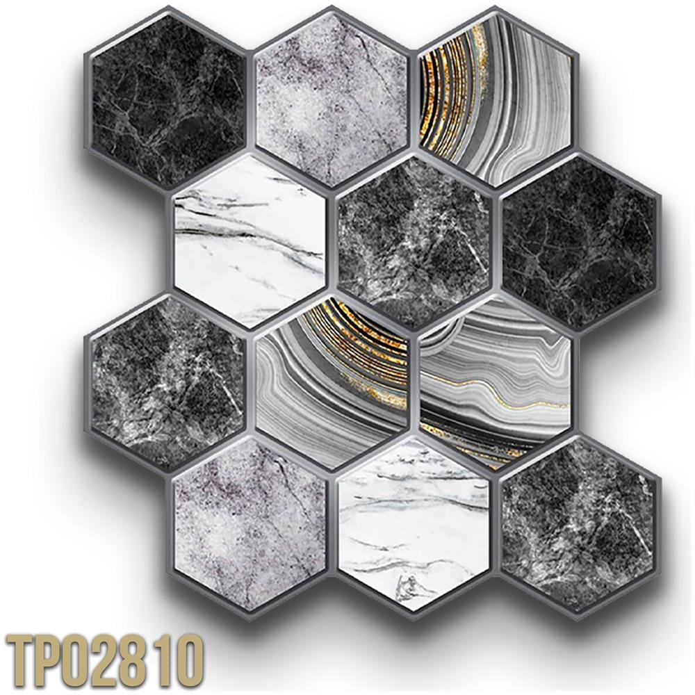 Pacco Da 4 Pannelli 3d Autoadesivi In Pvc 30x30cm Vari Decori Ultrarealistici Ideali Per Bagni E Cucine - Esagoni Di Marmo - Tp02810 - Foto 1