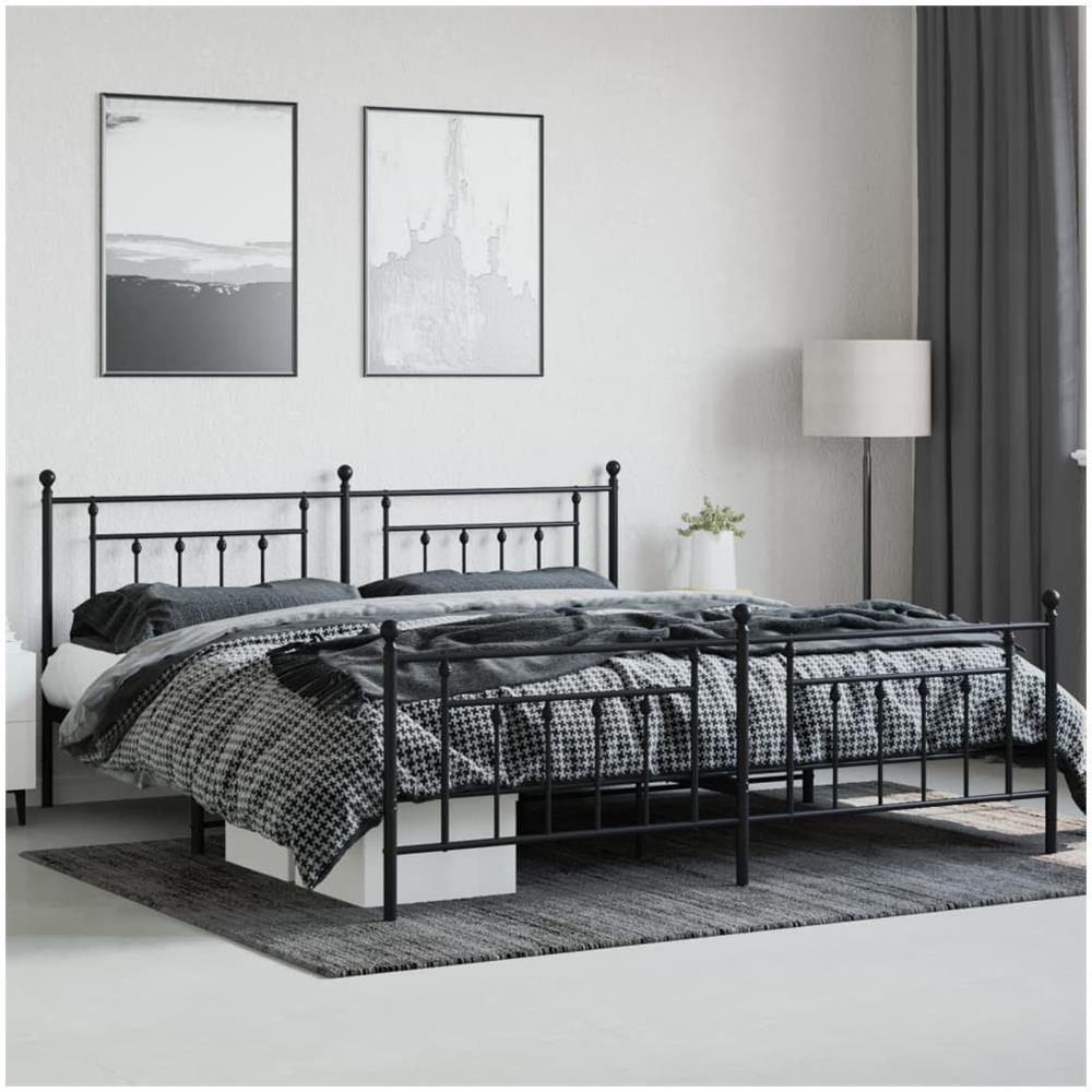 Giroletto Con Testiera E Pediera Metallo Nero 193x203 Cm - Foto 3