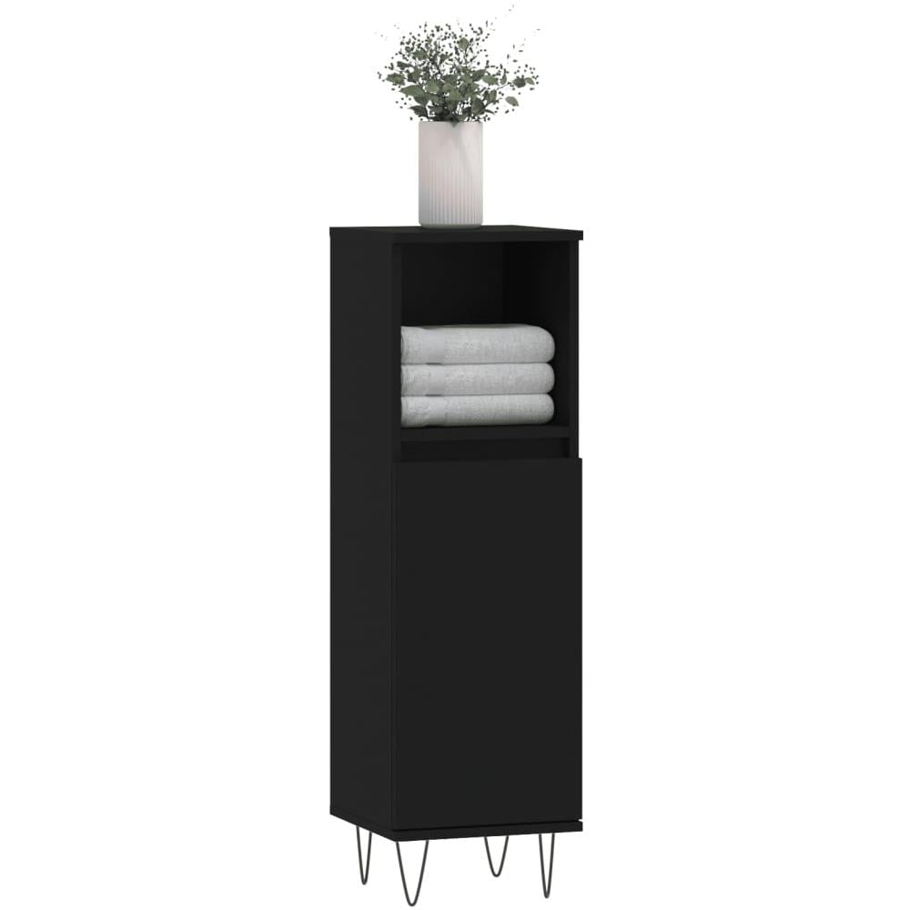 Armadietto Da Bagno Nero 30x30x100 Cm In Legno Multistrato - Foto 3